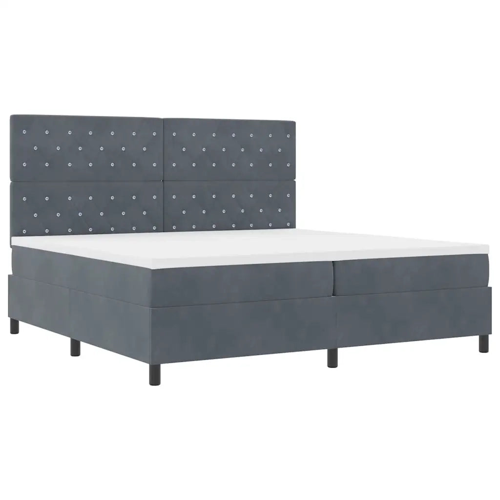 Letto a Sorgente LED Grigio scuro 200 x 200 cm Velluto 3343269