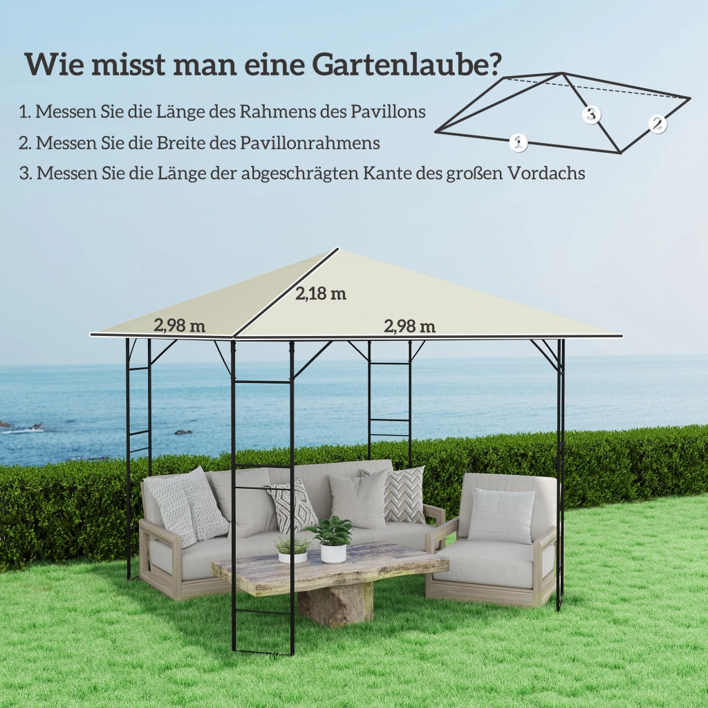 Tetto di Ricambio per Gazebo 3x3m ¨C Xylo ¨C Tessuto Oxford 370g/m2 UPF30+ Crema
