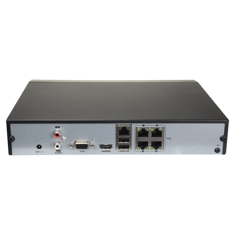 Hikvision HWN-4104MH-4P NVR 4 Canali 4K HD 4CH@8Mpx Con Switch 4 Porte PoE H.265+ 40Mbps P2P ONVIF