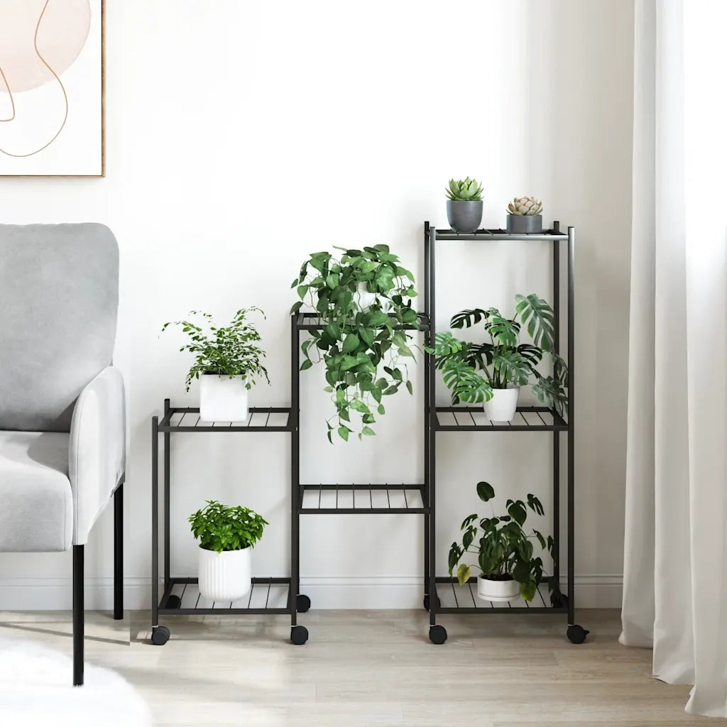 Portafiori con Ruote 83x25x83,5 cm Ferro Nero 343130