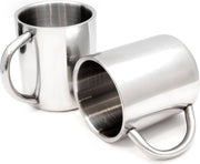 Set di 2 bicchieri/thermos in acciaio inossidabile, doppio strato, isolato, 220 ml, bicchiere/moka in colore argento.