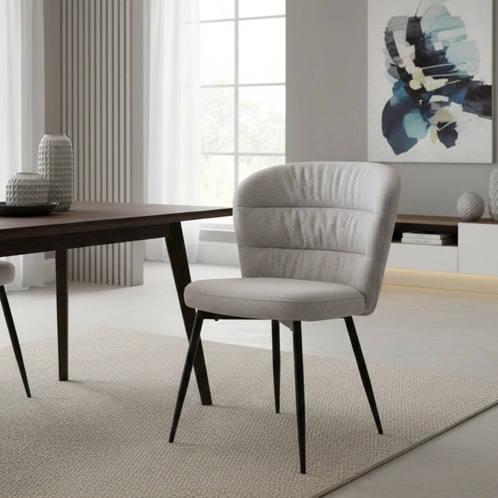 Set di 2 sedie Leo, Seduta indoor, Sedia imbottita, Poltrona multiuso, 58x61 h85 cm, Nero e Grigio