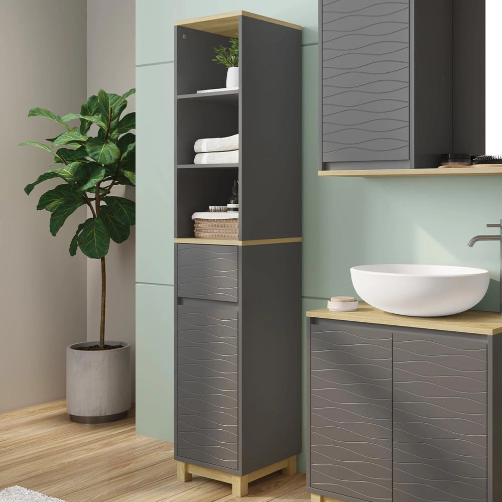 Mobili per il bagno Livia, Antracite, 30 x 151.5 cm con cassetto