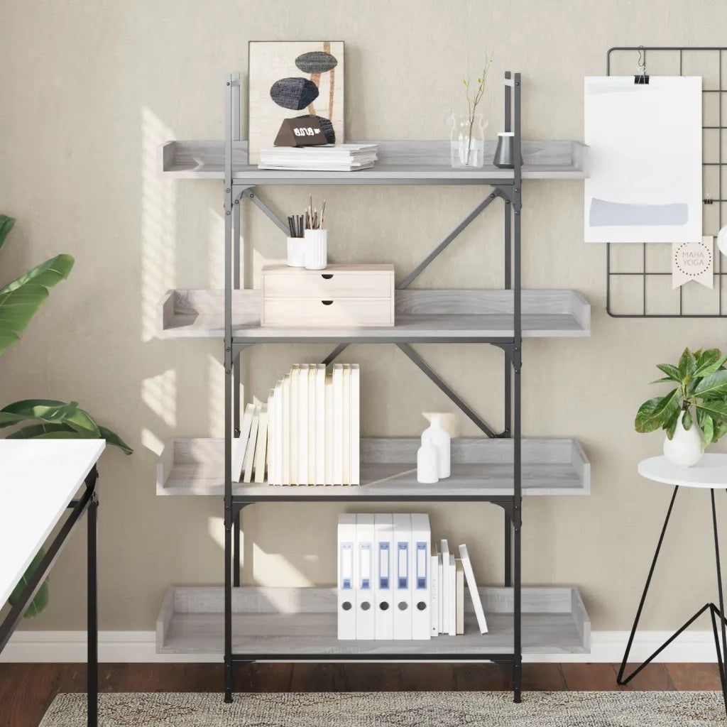 Libreria 4 Ripiani Grigio Sonoma 100x33x145,5 Legno Multistratocod mxl 110374