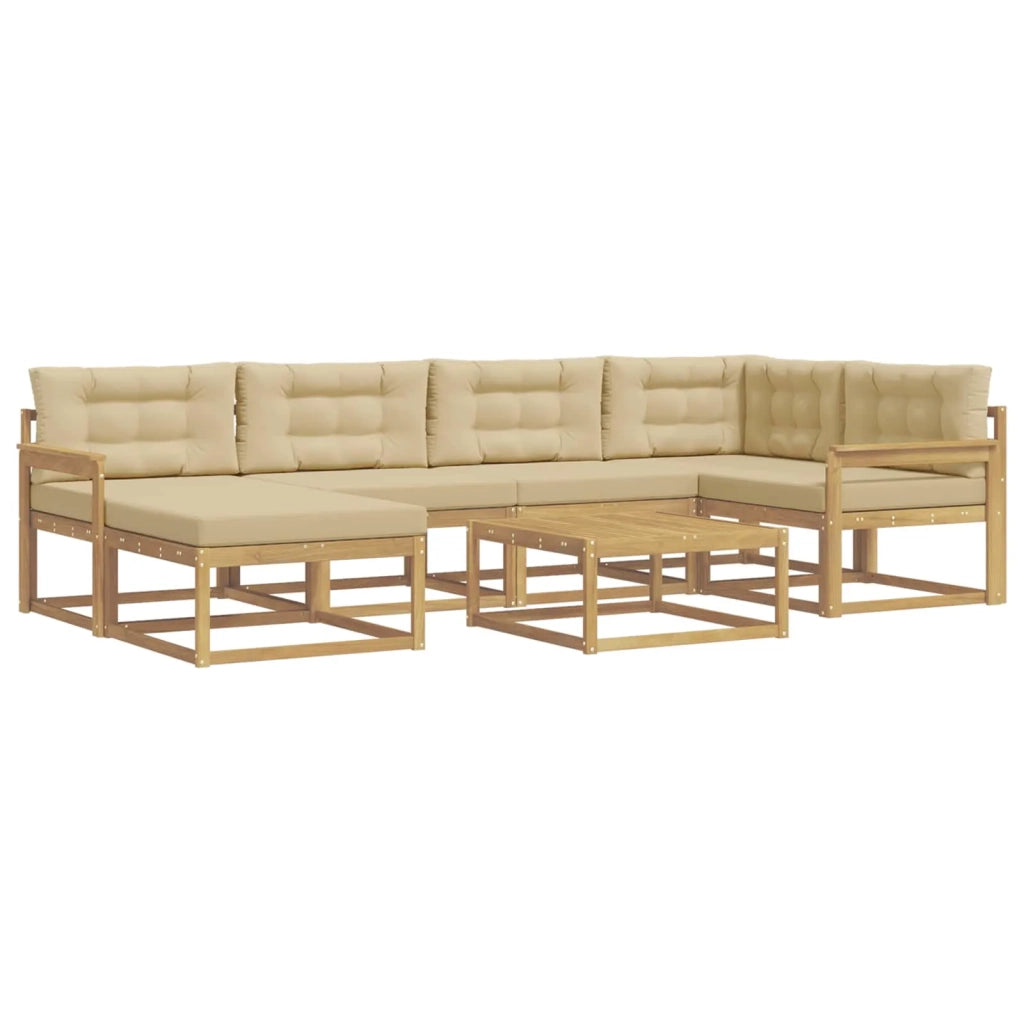 Set di divani da esterno 7 pz Bianco e Beige 3386717