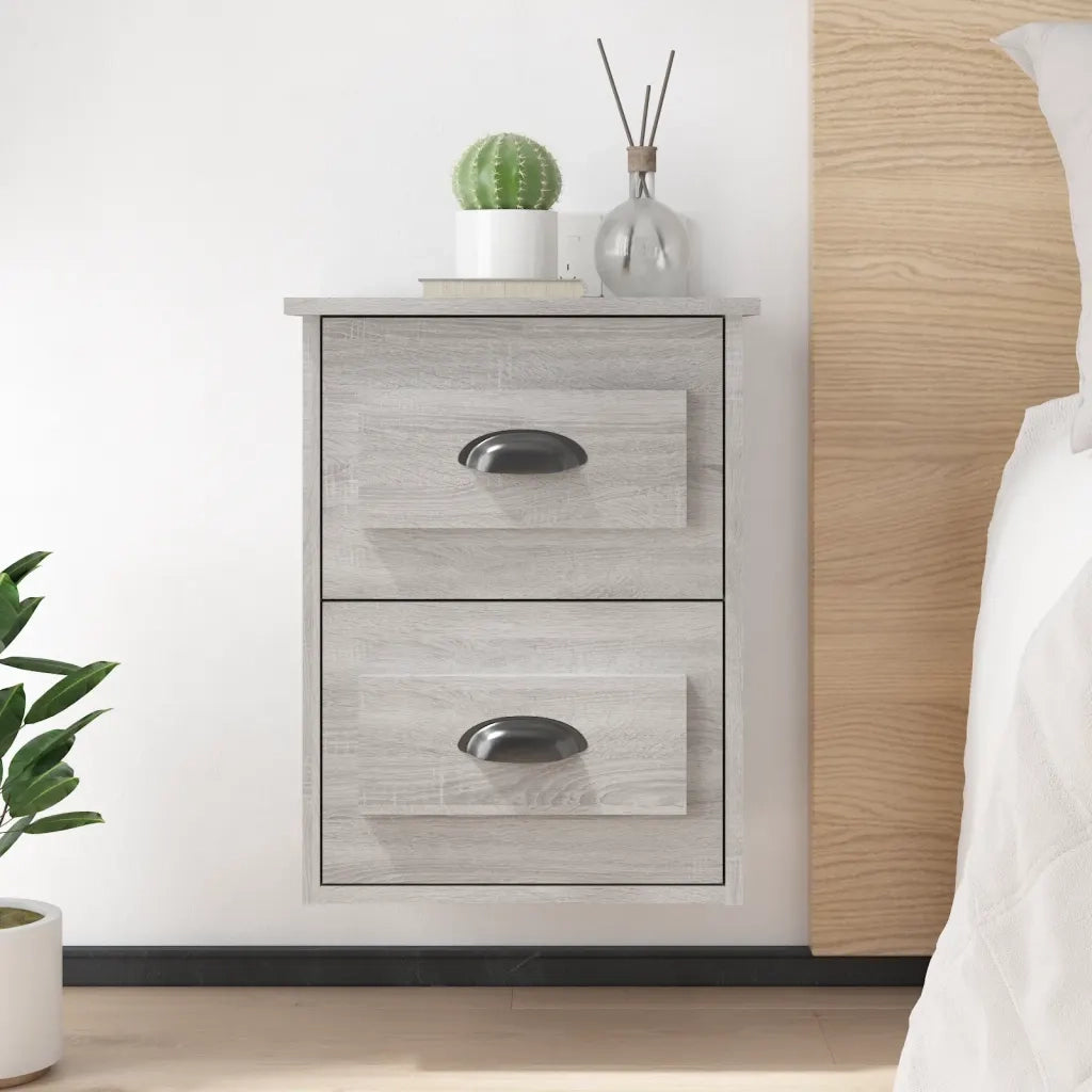 Comodino | Armadio da Notte | Mobiletto da notte a Parete Grigio Sonoma 41,5x36x53 cm
