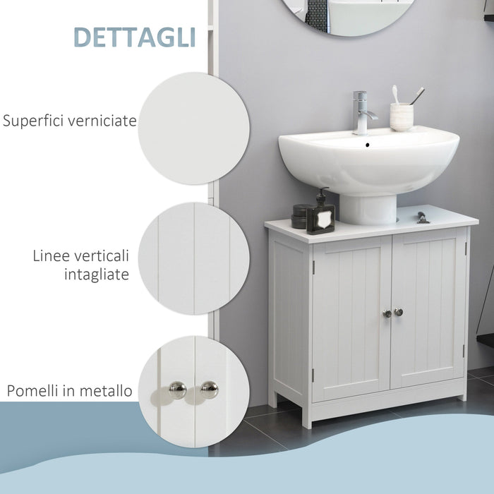 Mobile Sottolavello da Bagno 60x30x60 cm 2 Ante  Bianco
