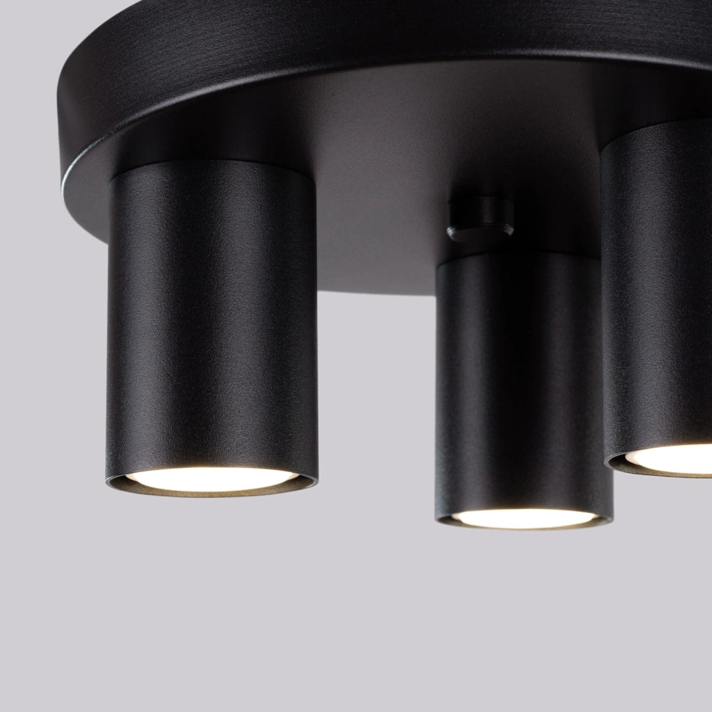 Plafoniera moderna nera rotonda Ø25 3 spot GU10 Pure Lume