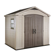 Factor 8x6  - Casetta da Giardino 256,50x243x182 cm 2 Ante per deposito attrezzi finitura effetto legno  in Resina Beige