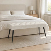 Panchina con bottoni imbottiti Crema 110 x 40 x 46 cm Velluto 42038579