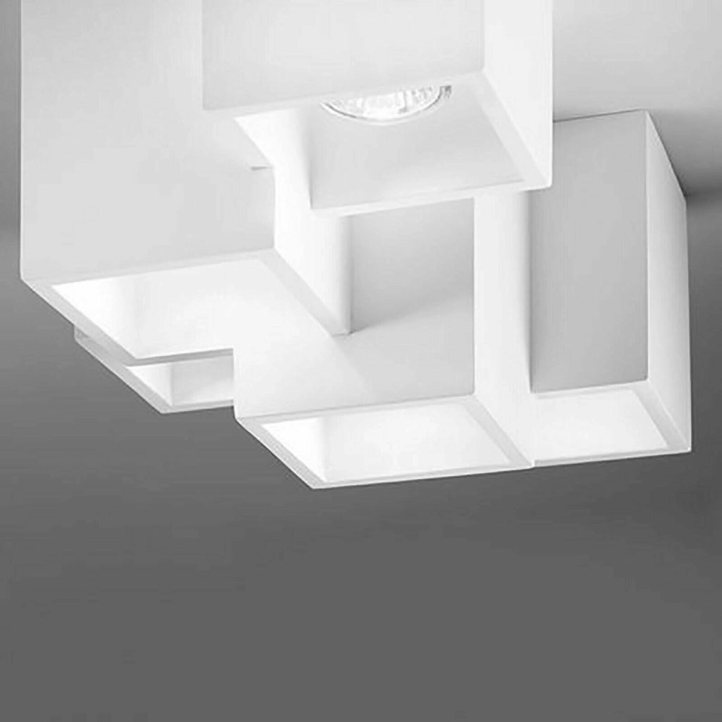 Lampada gesso da soffitto plafoniera a 5 cubi attacco faretto GU10 Verniciabile