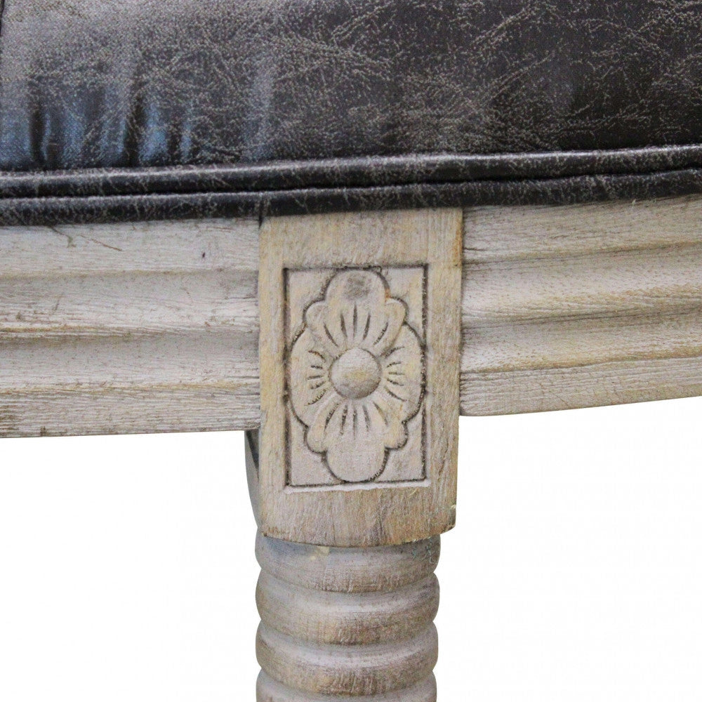 Panca Margi in in Ecopelle Vintage Grigio 125x45x48 h cm in Legno Tortora