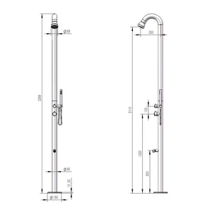 Doccia da Giardino 228,9x18x25 cm con Doccetta e Lavapiedi Sined Bosa Inox