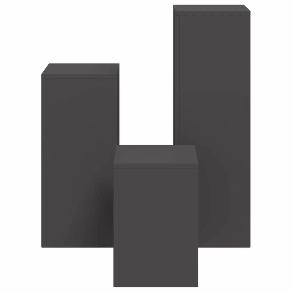 Supporto per piante 3 pcs Nero Acciaio 865827