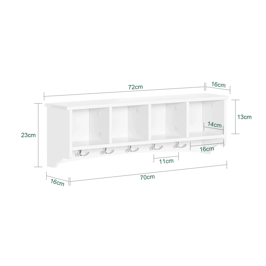 Portachiavi da parete Appendichiavi Appendiabiti Mensola da bagno L72cm Bianco FRG48-L-W