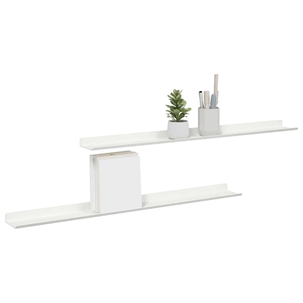 Mensola sospesa 2 pcs Bianco 80 x 9 x 2,5 cm Acciaio