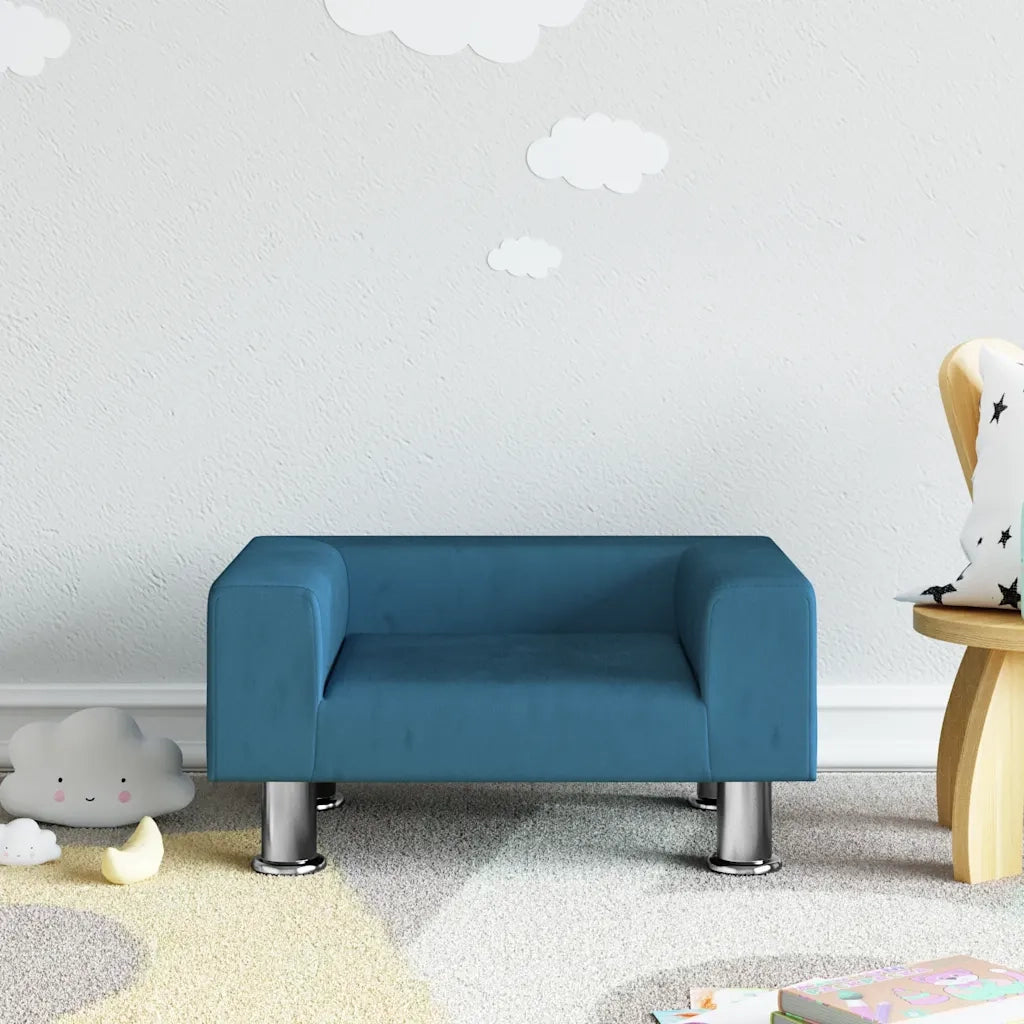 Divano per Bambini-Sofa-Divanetto Blu 50x40x26,5 cm in Velluto