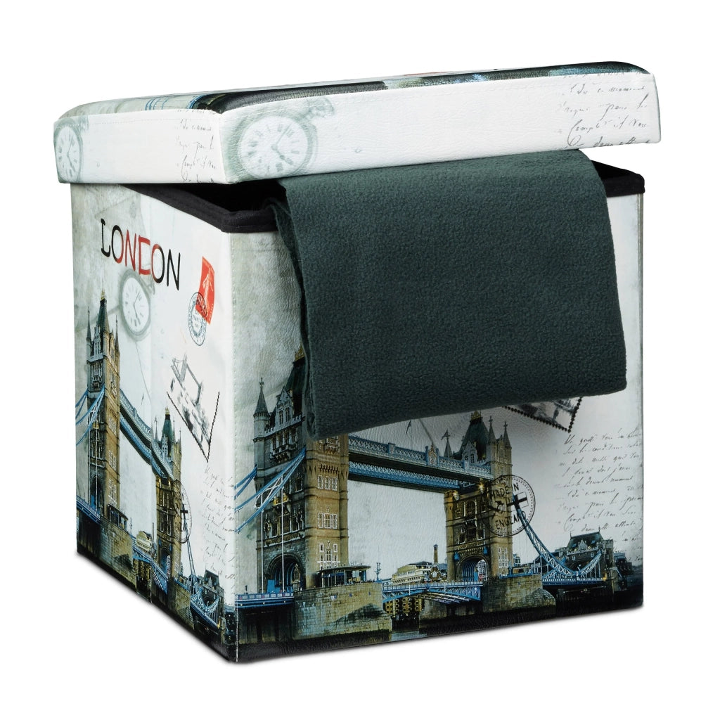 Sgabello pieghevole con vano portaoggetti panca pieghevole 38 x 38 cm London multicolore 2013068