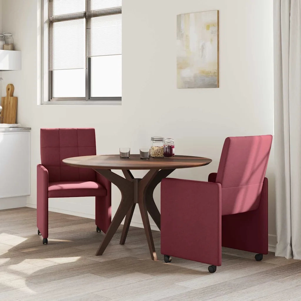 Sedie da Pranzo con Ruote 2 pcs Rosso vino 58 x 65 x 94 cm 42017832