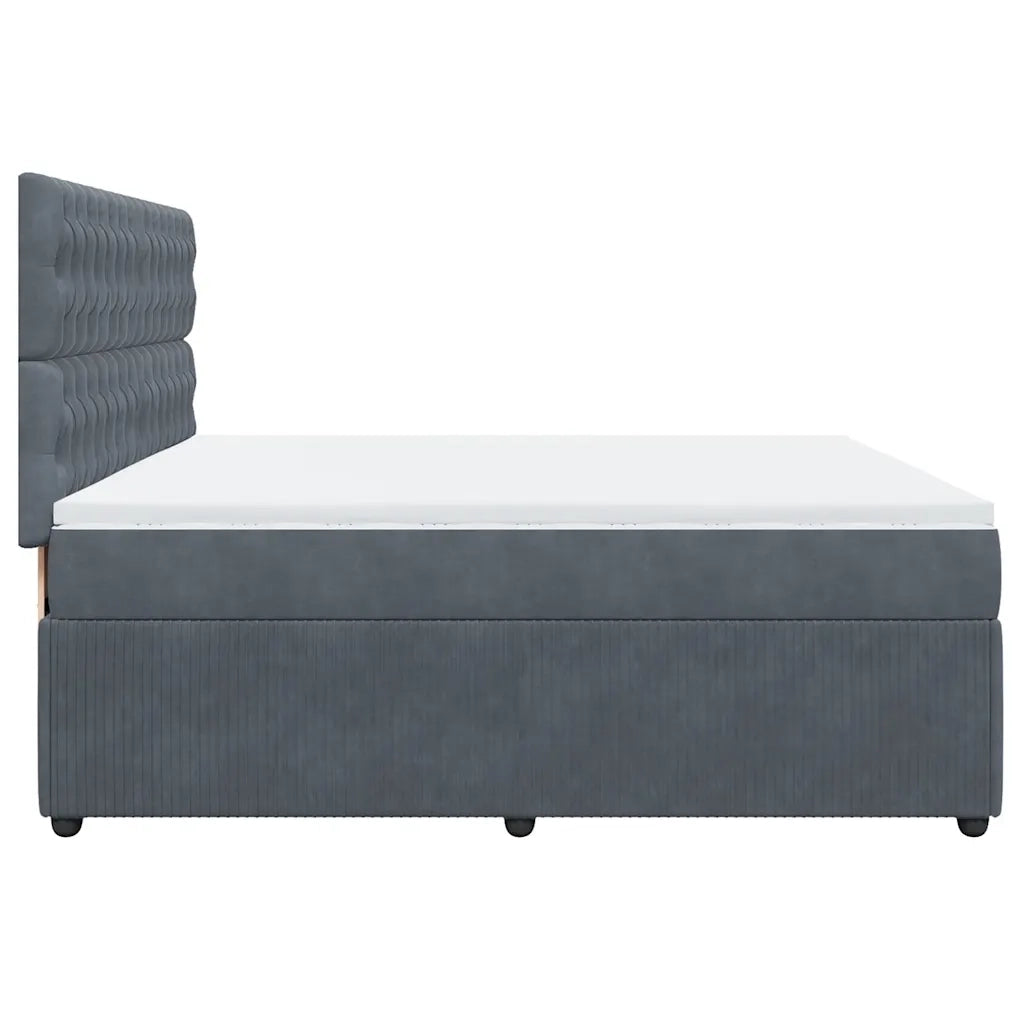 Giroletto a Molle con Materasso Grigio Scuro 200x200 cm Velluto 3292437