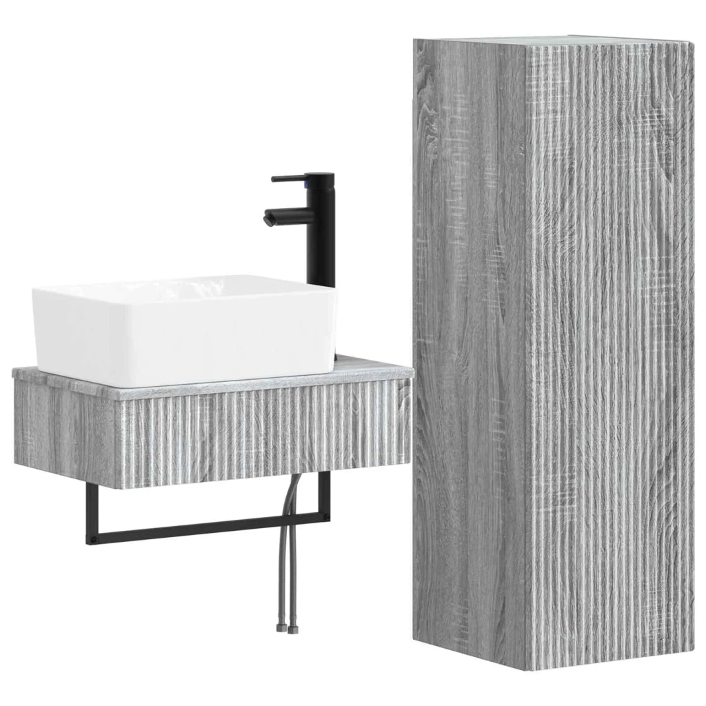 Set di mobili per il bagno 2 pz Sonoma grigio 3406109