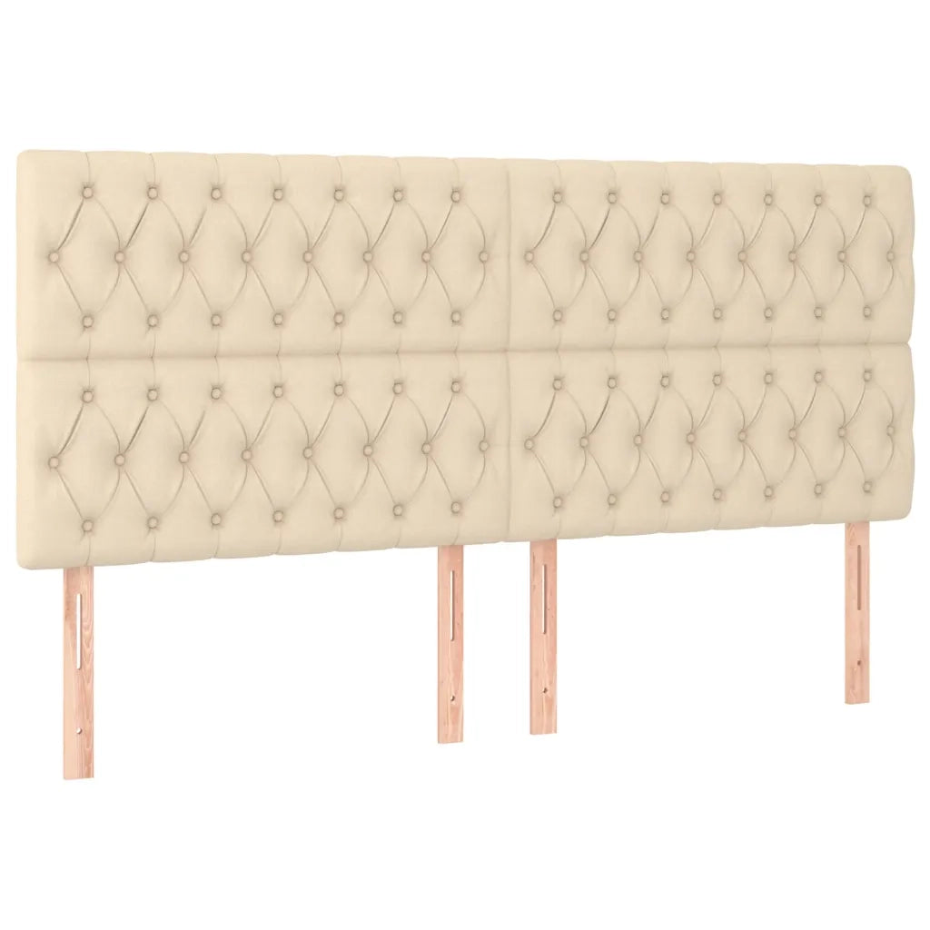 Testiera-Testata-Testiera Decorativa Crema 200x7x118/128 cm Tessuto