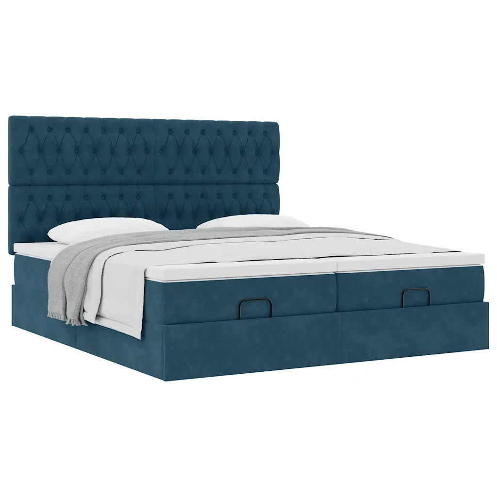 Struttura Letto Pouf con Materassi 180x200 cm Velluto 3313794