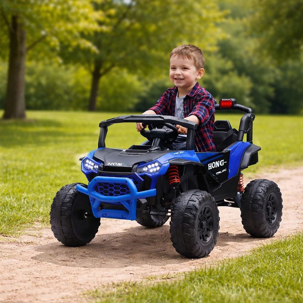 Macchina Elettrica per Bambini Buggy Safari 2 Motori da 35W con Telecomando Luci e Suoni Blu
