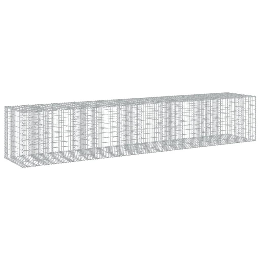 Gabbione recinto a gabbia muro di contenimento con coperchio 550 x 100 x 100 cm ferro zincato argento 02_0040177