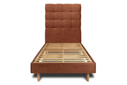 Letto 90x190 cm con testata imbottita - tessuto bouclé