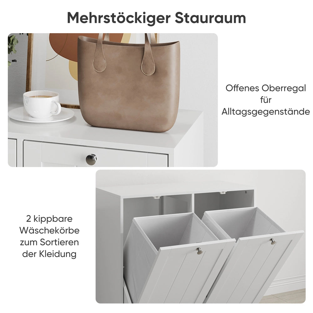 Armadietto Portabiancheria con Cesto Estraibile ¨C MINIMAL ¨C Bianco, Salvaspazio Bagno