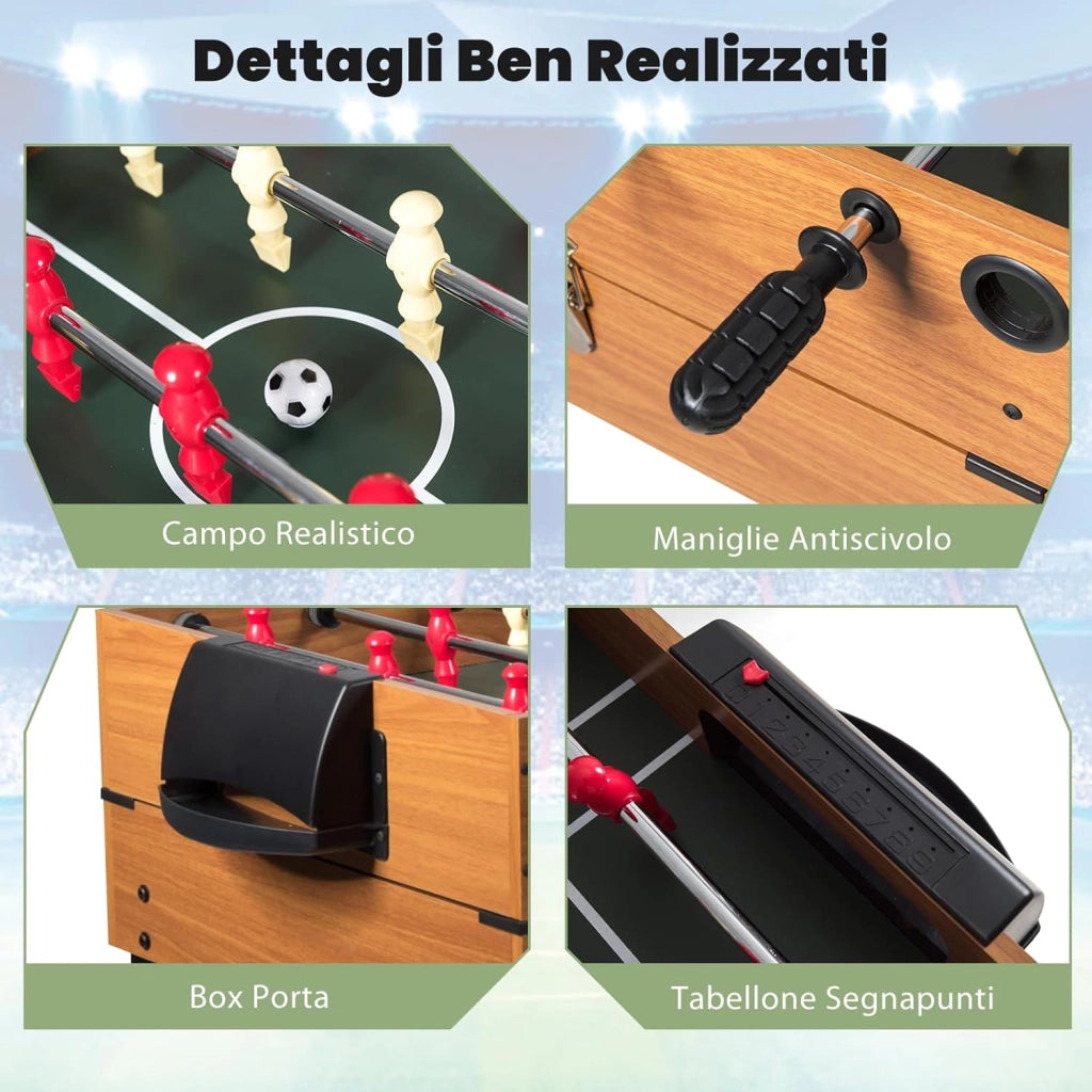 3 in 1 Tavolo da Gioco Multifunzionale, Tavolo da Biliardino con Calcetto Biliardo Hockey Scorrevole, Maniglia in Gomma, Struttura Stabile, per Casa Sala Giochi, 122x58x83 cm