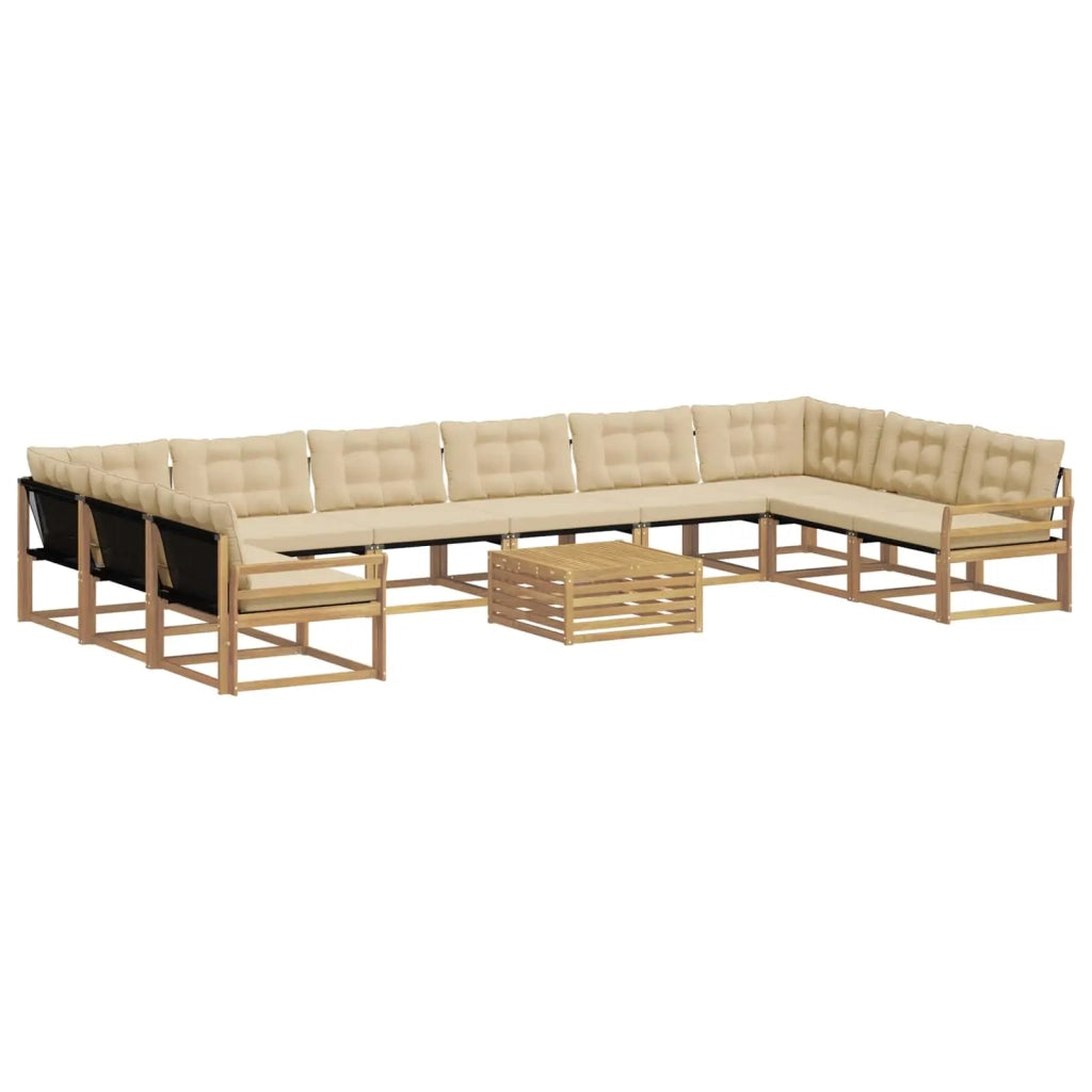 Set di divani da esterno 11 pz Bianco e Beige 3389143
