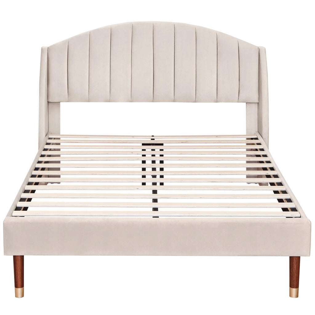 Letto imbottito 140x190 - Xylo - Velluto beige