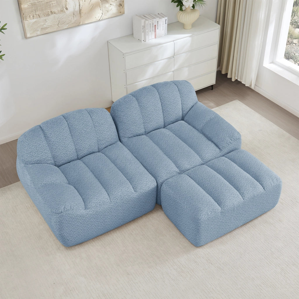 Divano modulare a 2 posti a L - Zephmum- Blu, senza assemblaggio