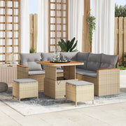 Set Divano da Giardino con cuscino 8 pcs Beige Poly Rattan 3364992