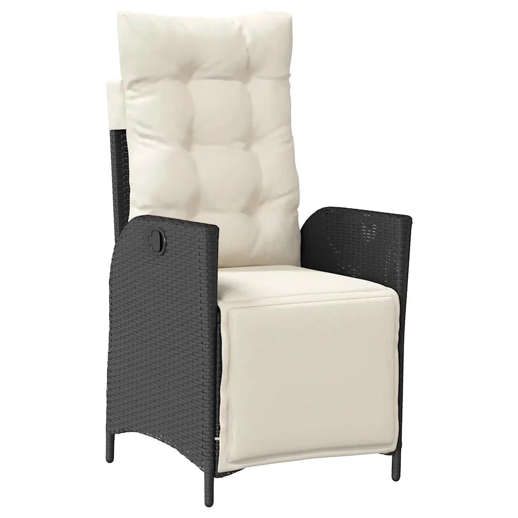 Set da Pranzo per Giardino con cuscino 5 pcs Nero polyrattan