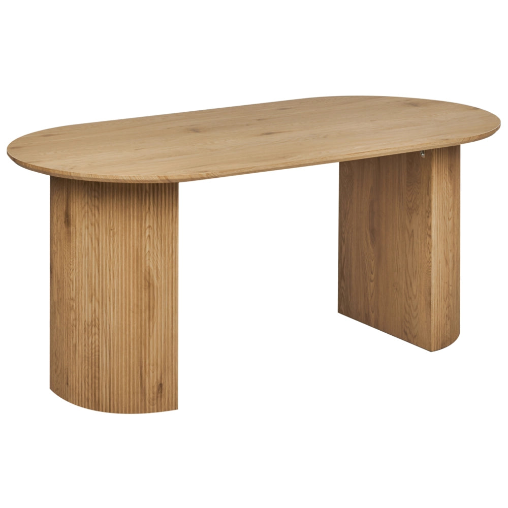 Tavolo da pranzo in legno chiaro con piano in MDF 180 x 90 cm Ovale a due gambe scanalato Mobili da sala da pranzo moderni