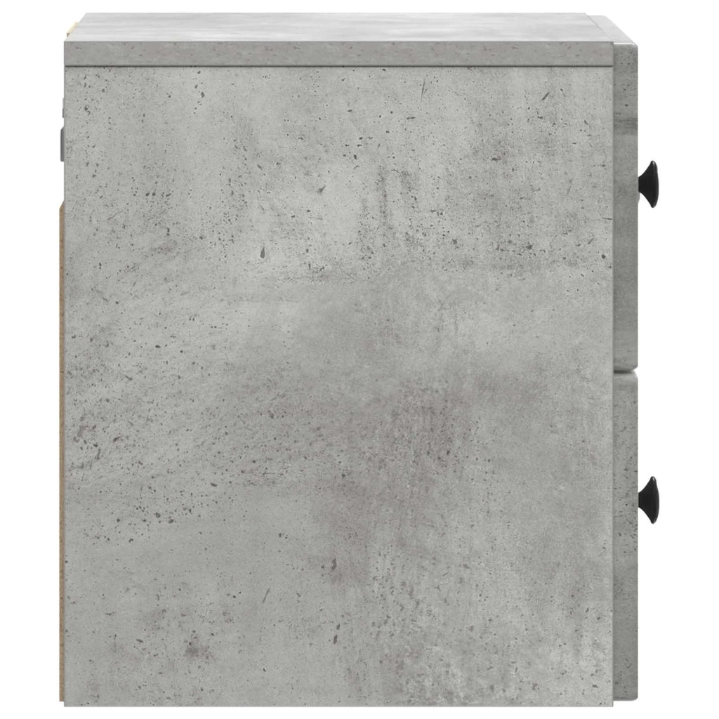 Mobiletto da notte a muro con cassetto 2 pcs Grigio Cemento 897962