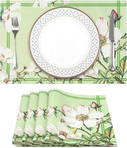Set di piatti per tavola da 4, piatti per tavola fiori lavabili primavera piatti per tavola resistenti al calore per feste, decorazioni estive e campeggio estate (33 x 48 cm)