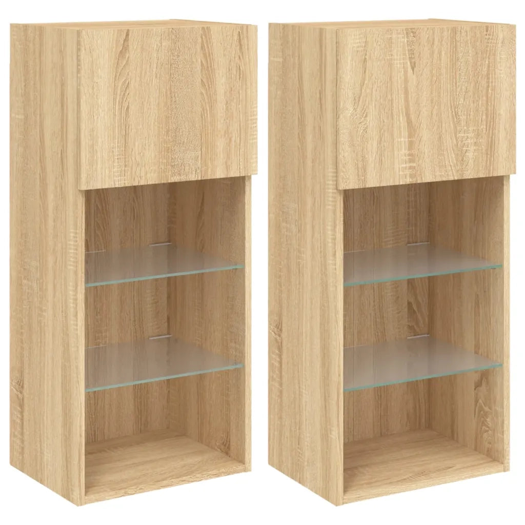Mobili TV con Luci LED 2pz Rovere Sonoma 40,5x30x90 cm 837048