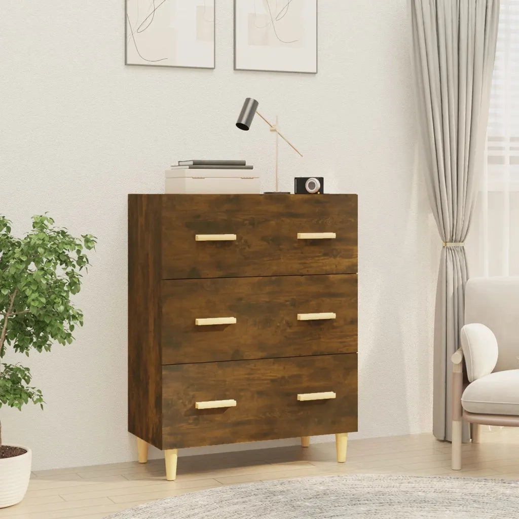 Credenza Rovere Fumo 70x34x90 cm in Legno Multistrato 817345