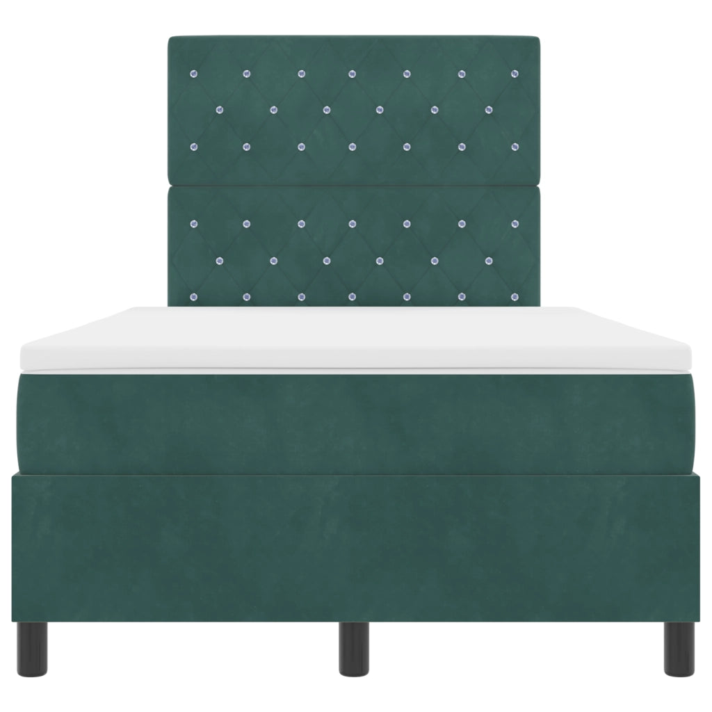 Letto a box con materasso e LED Verde Scuro 120x200 cm Velluto