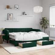 Divano Letto Estraibile Cassetti Verde Scuro 90x200cm Vellutocod mxl 106665
