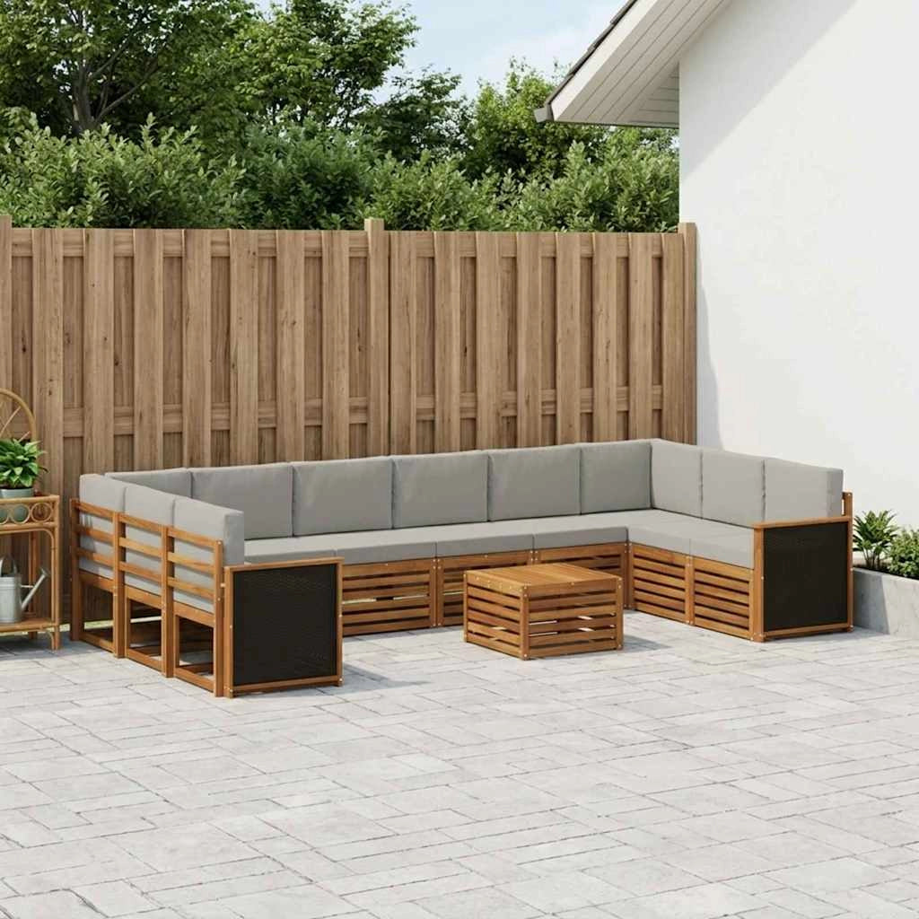 Set di divani da esterno 8 pz Naturale e Grigio Chiaro 3384912