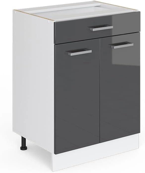 Frontale cucina R-Line, Antracite lucido, 59.2 x 70.8 cm frontale del mobile per mobile base con cassetti
