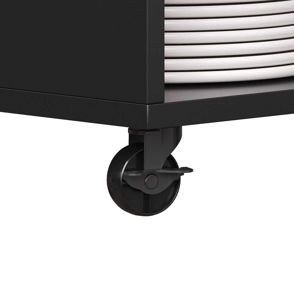 ARMADIO CUCINA 140x38x180 cm Nero in MDF con carrello estraibile e LED