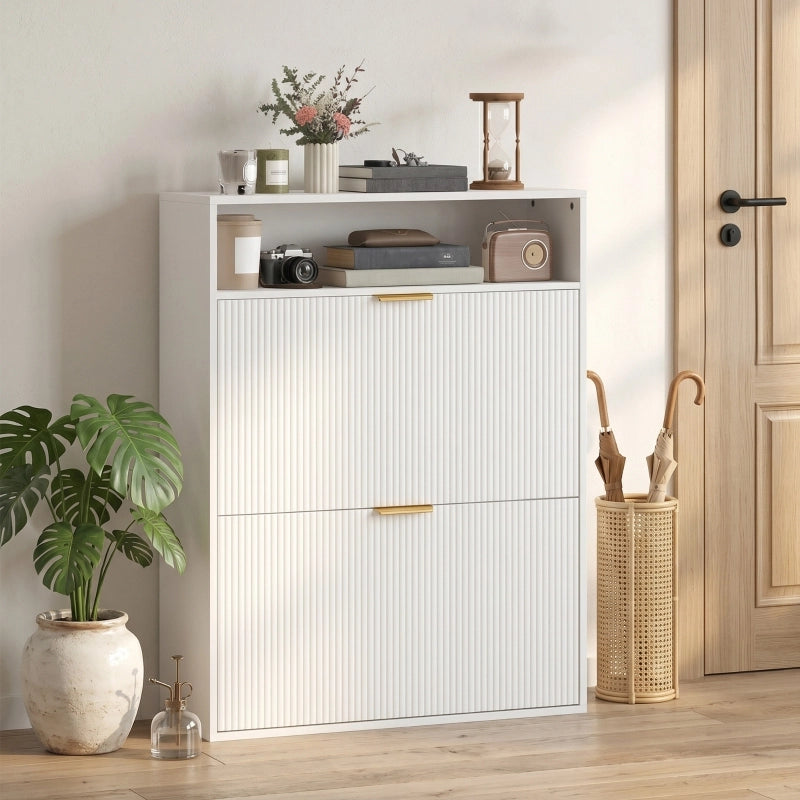 SCARPIERA Salvaspazio 80x24x102,5 cm Bianca in legno