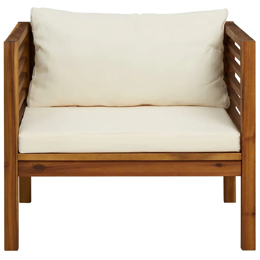 Sedia da patio-Sedia da Giardino con Cuscino Crema in Legno Massello di Acacia 707268