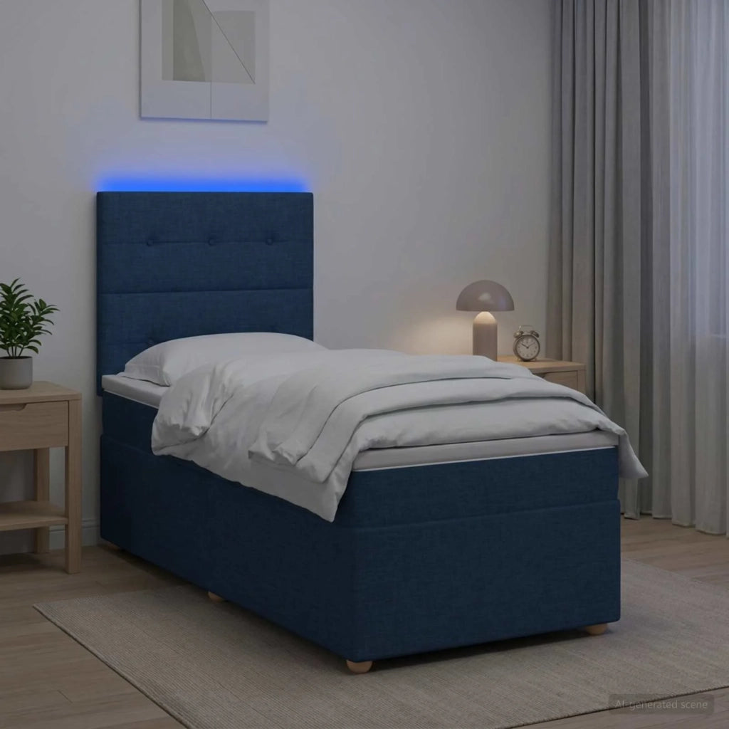 Letto box spring con materasso Blu 90 x 200 cm Tessuto 3455265